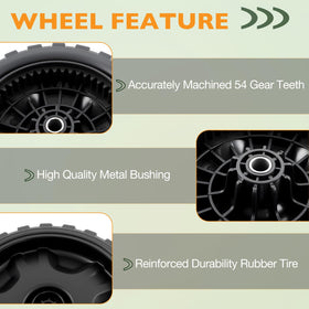 HQPASFY 8-inch wheel close-up shows durable rubber tread.