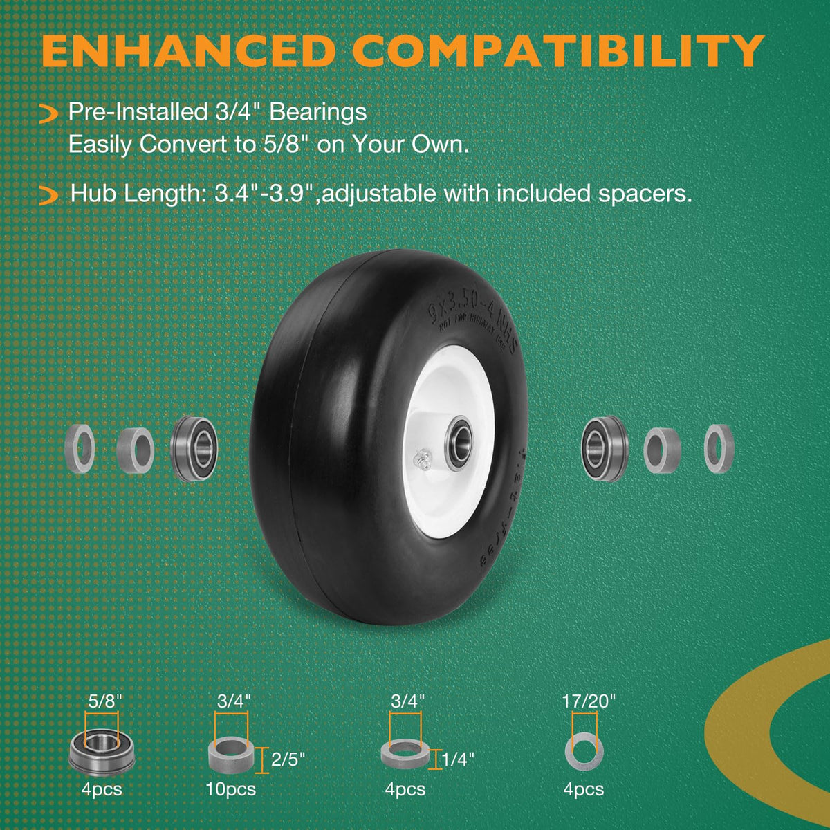 HQPASFY bearing kit demonstrates adaptable 3/4 and 5/8 inch bearings