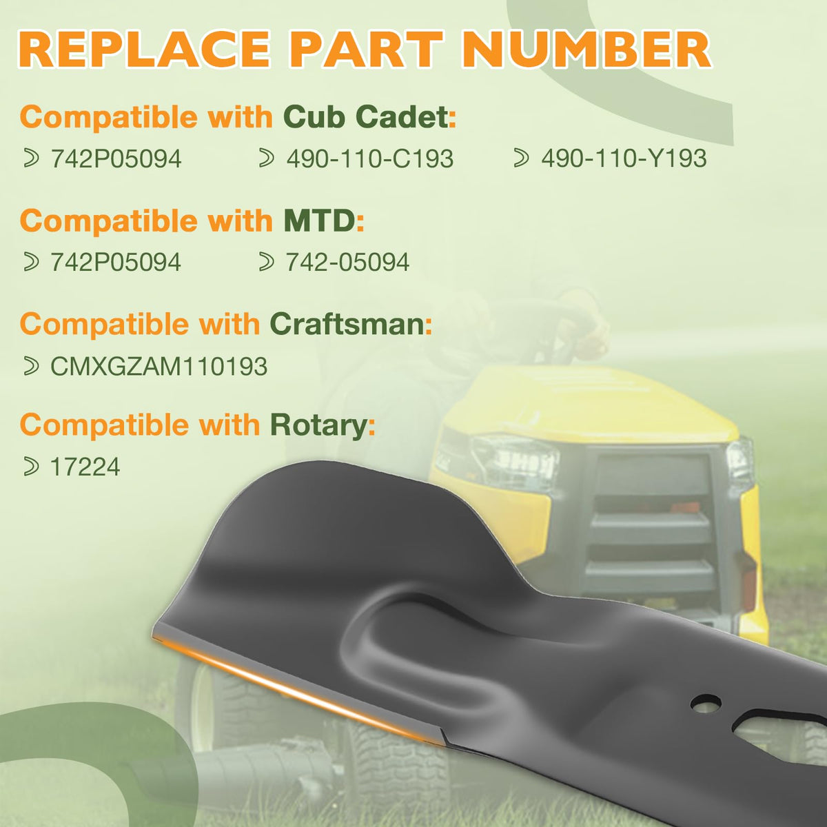 HQPASFY blade showing 17.25-inch length and 3.3-inch width