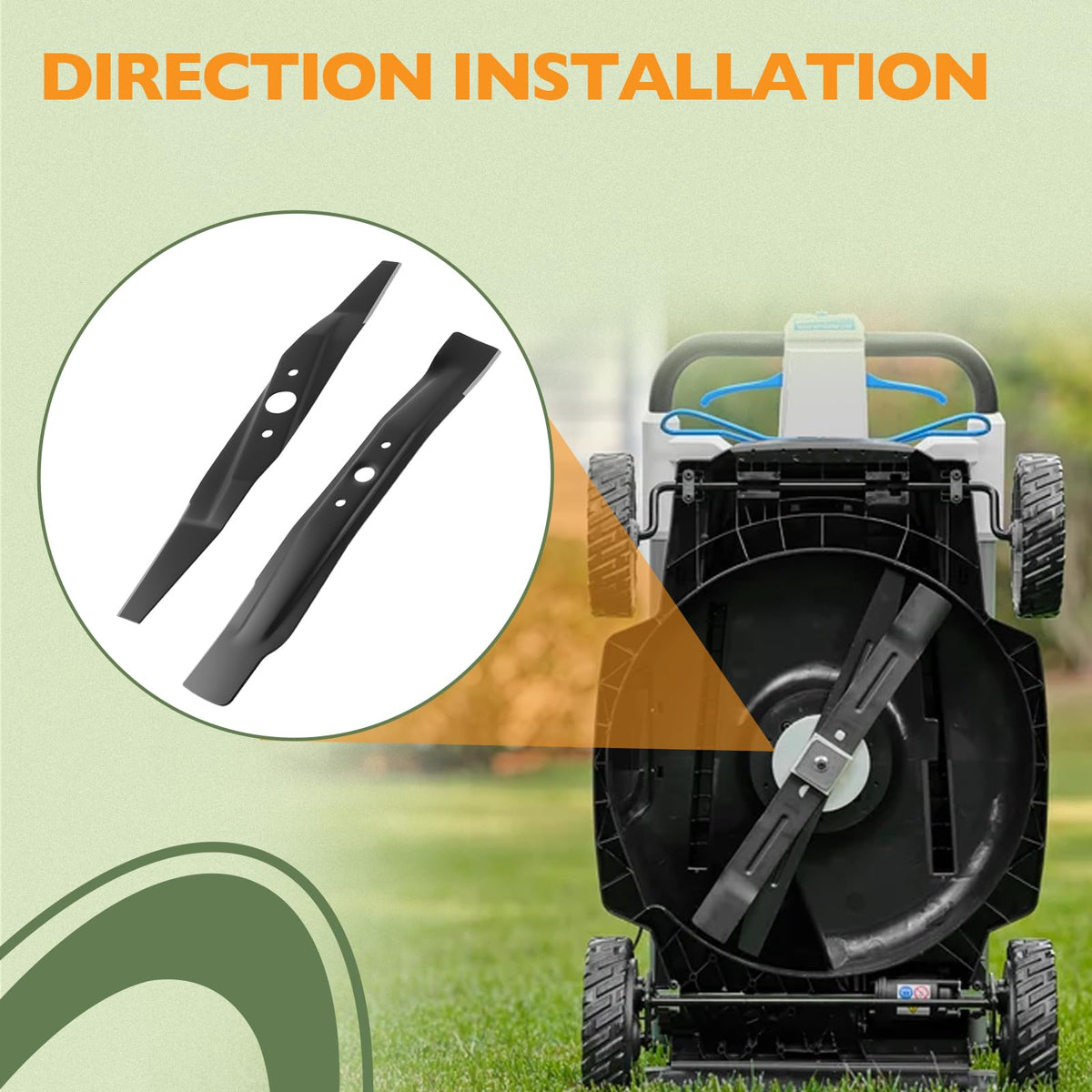 HQPASFY mower blade kit includes blades, air filter, and spark plug.