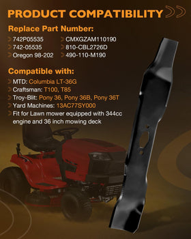 HQPASFY blades compatible with MTD, Craftsman and Troy-Bilt for clean cuts.