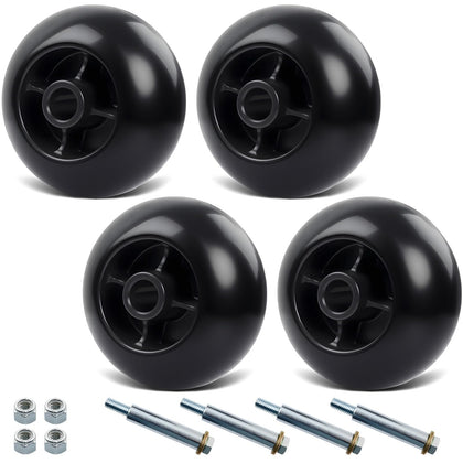 HQPASFY deck wheel 4-pack ready for quick mower replacement and setup.