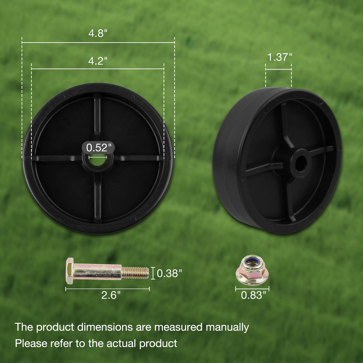 HQPASFY 734-0973 deck wheel side view supports stable turns.