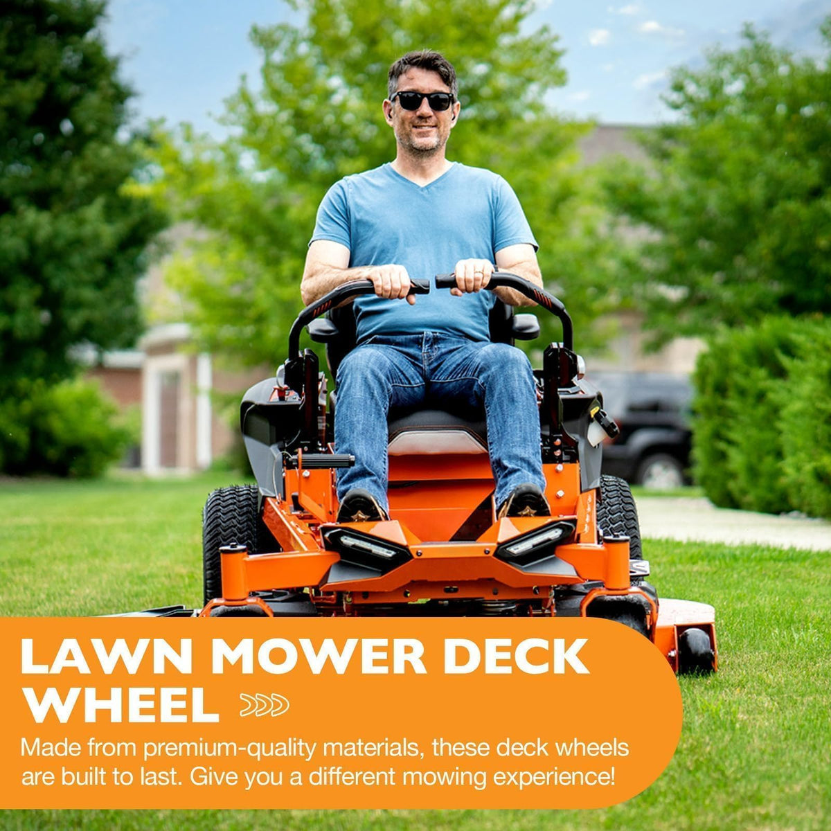 HQPASFY anti-scalp deck wheel reduces ground gouges on soft lawns.