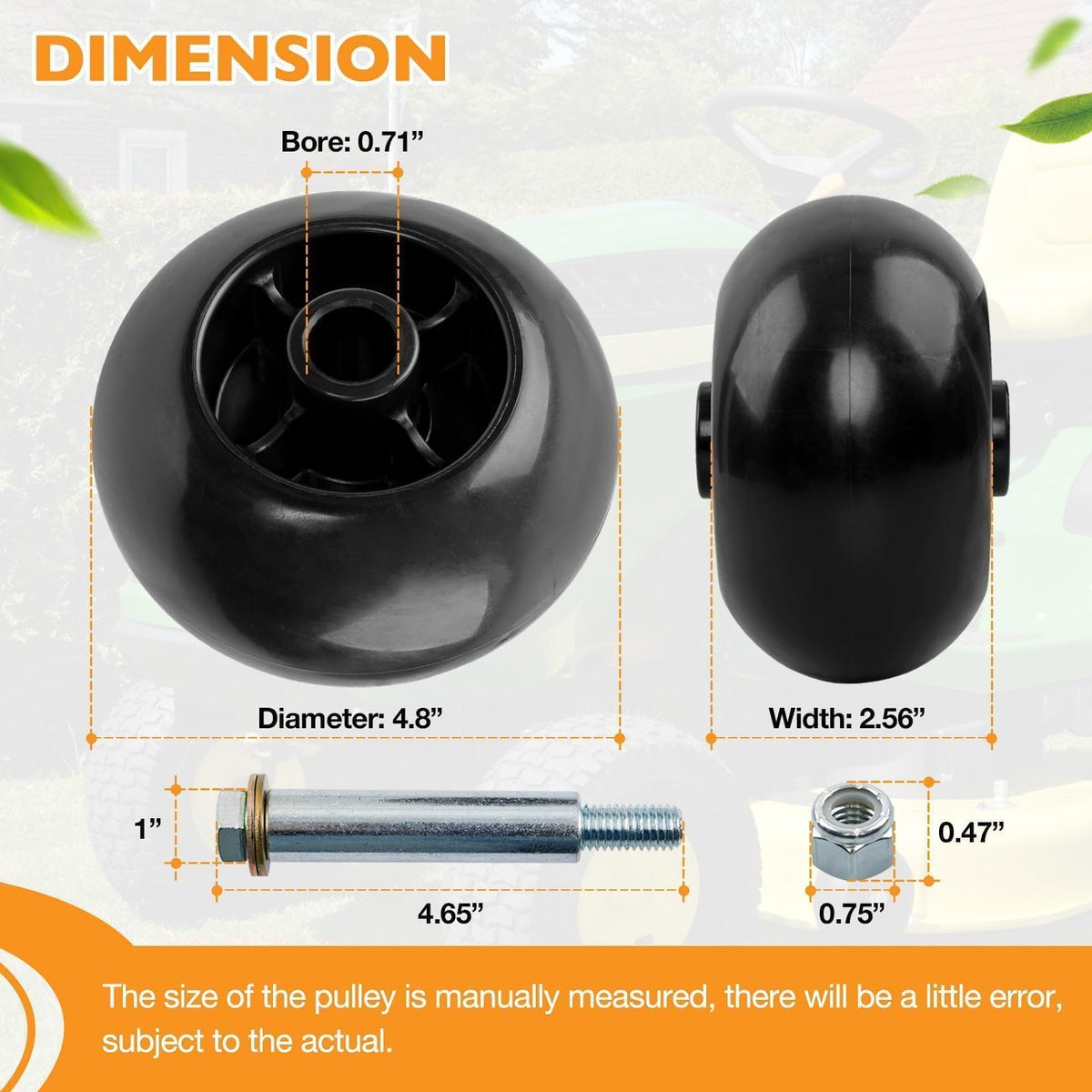 HQPASFY deck wheel diameter 4-8 inch provides stable mowing over uneven terrain.