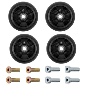 HQPASFY deck wheel kit 4pcs showing compatible John Deere deck setup.