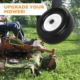 HQPASFY mower front tires installed, ready for steady turf-friendly mowing
