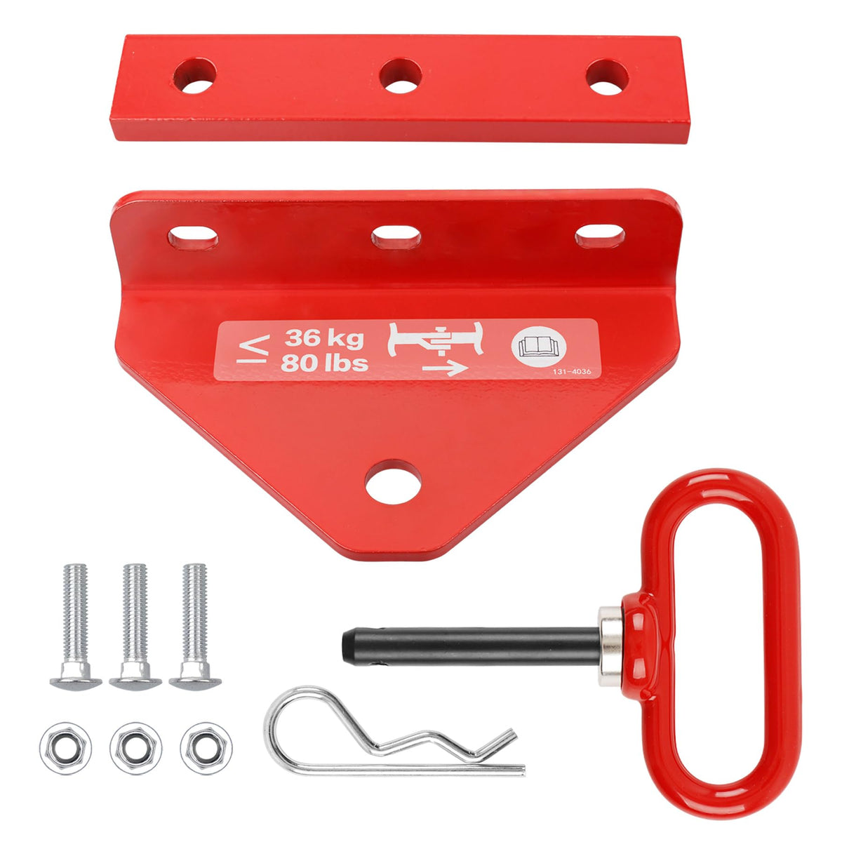 HQPASFY hitch kit for Exmark Toro, front view, sturdy red construction supports sharp turns