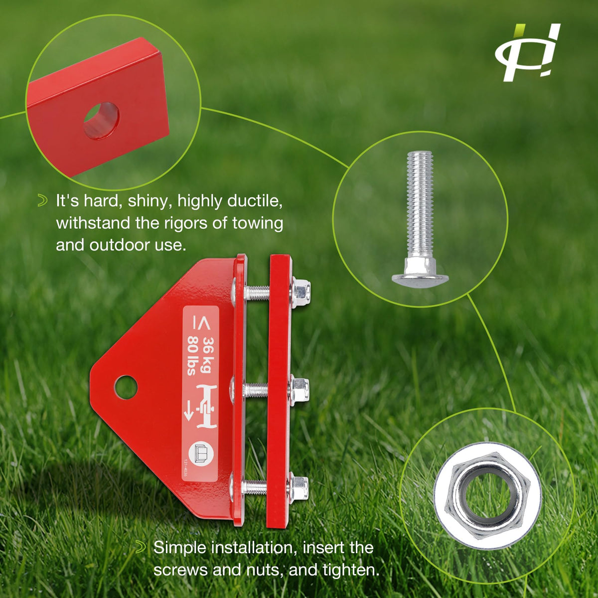 HQPASFY hitch kit with weather resistant finish on Exmark Toro, outdoor tow-ready