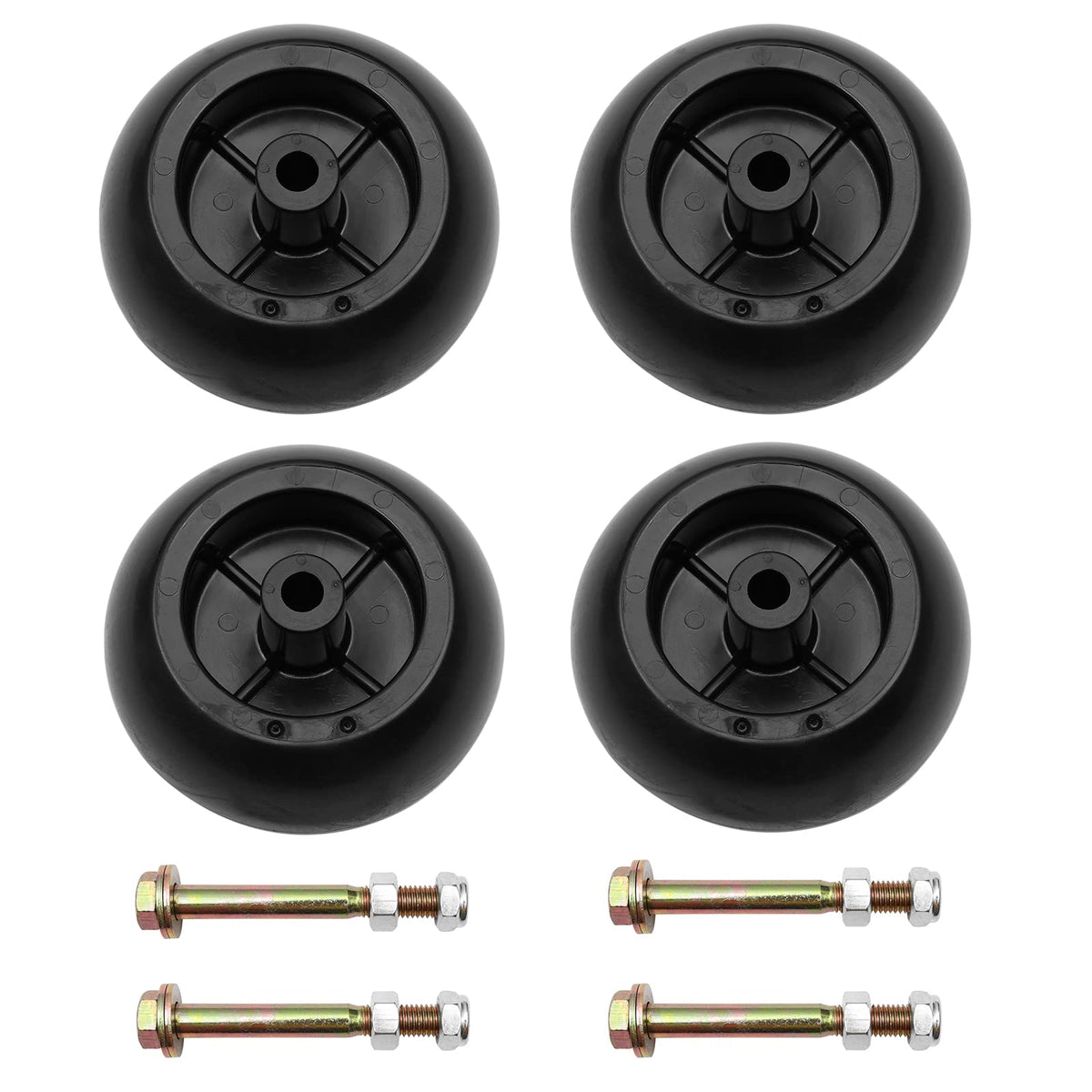 HQPASFY Lawn Mower Deck Wheel Kit close-up showing durable wheels for long life.
