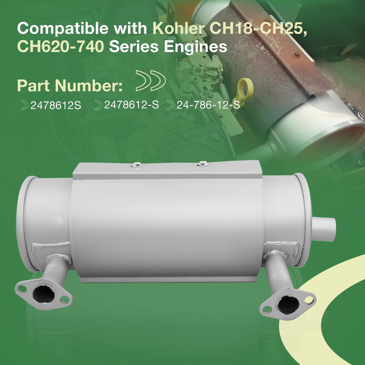 HQPASFY muffler kit for Kohler CH620-740 left side enhances exhaust routing.