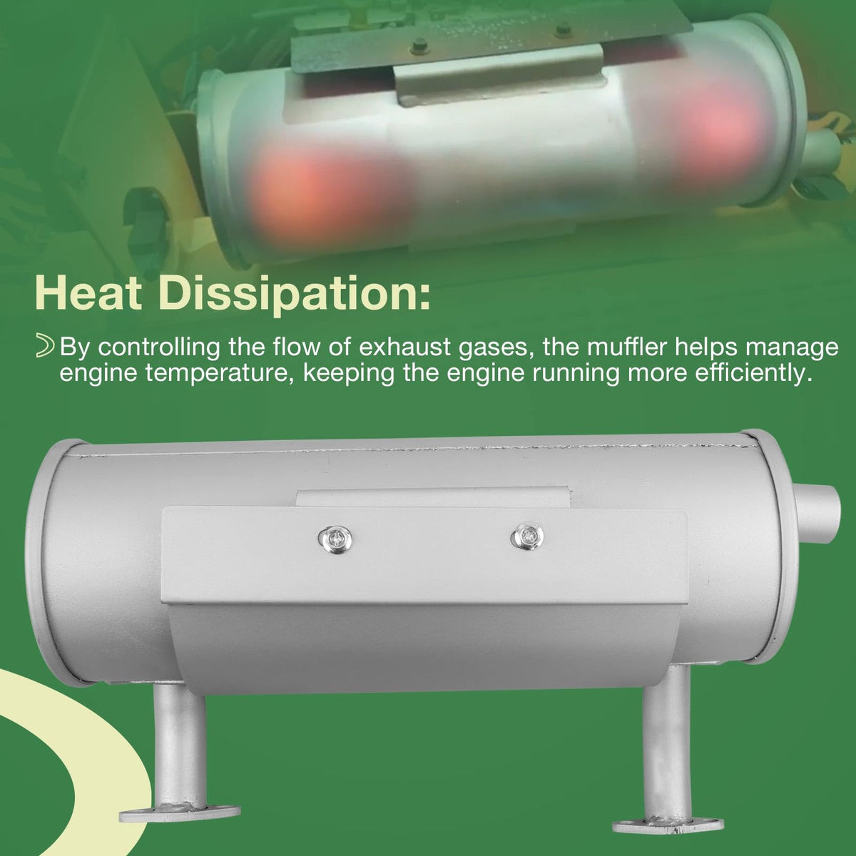 HQPASFY muffler kit demonstrating improved exhaust flow for Kohler engines.