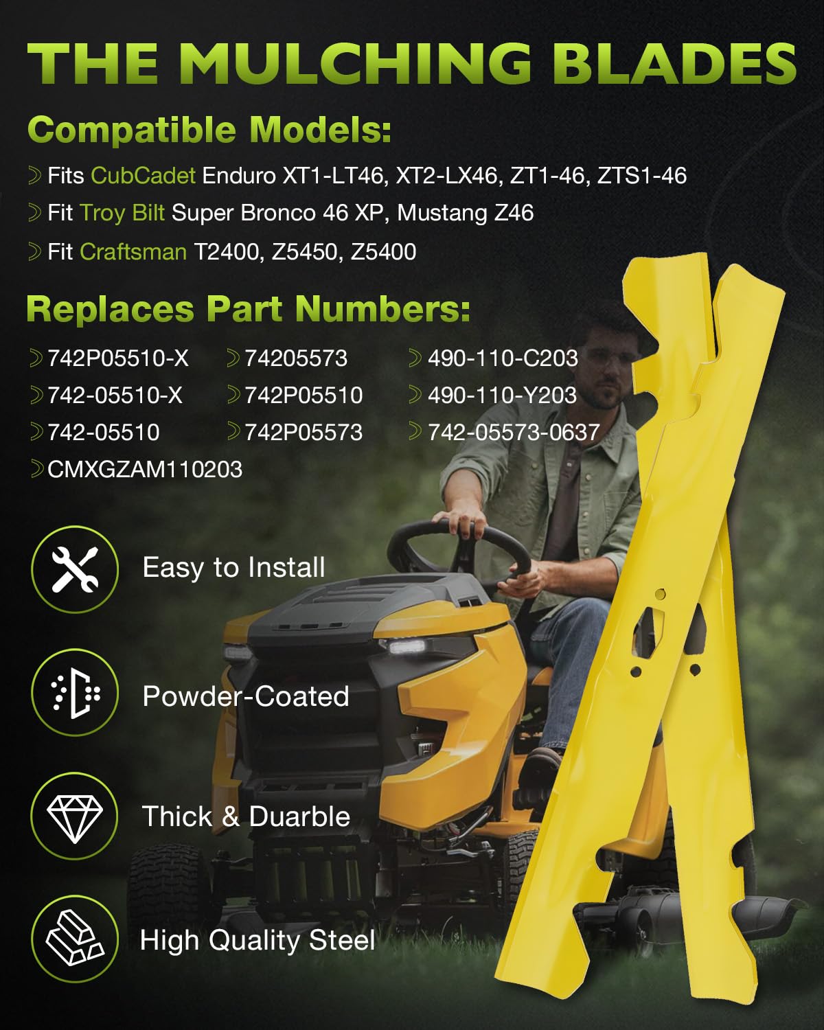 HQPASFY fixed nuts and bolts secure the mulching kit components.