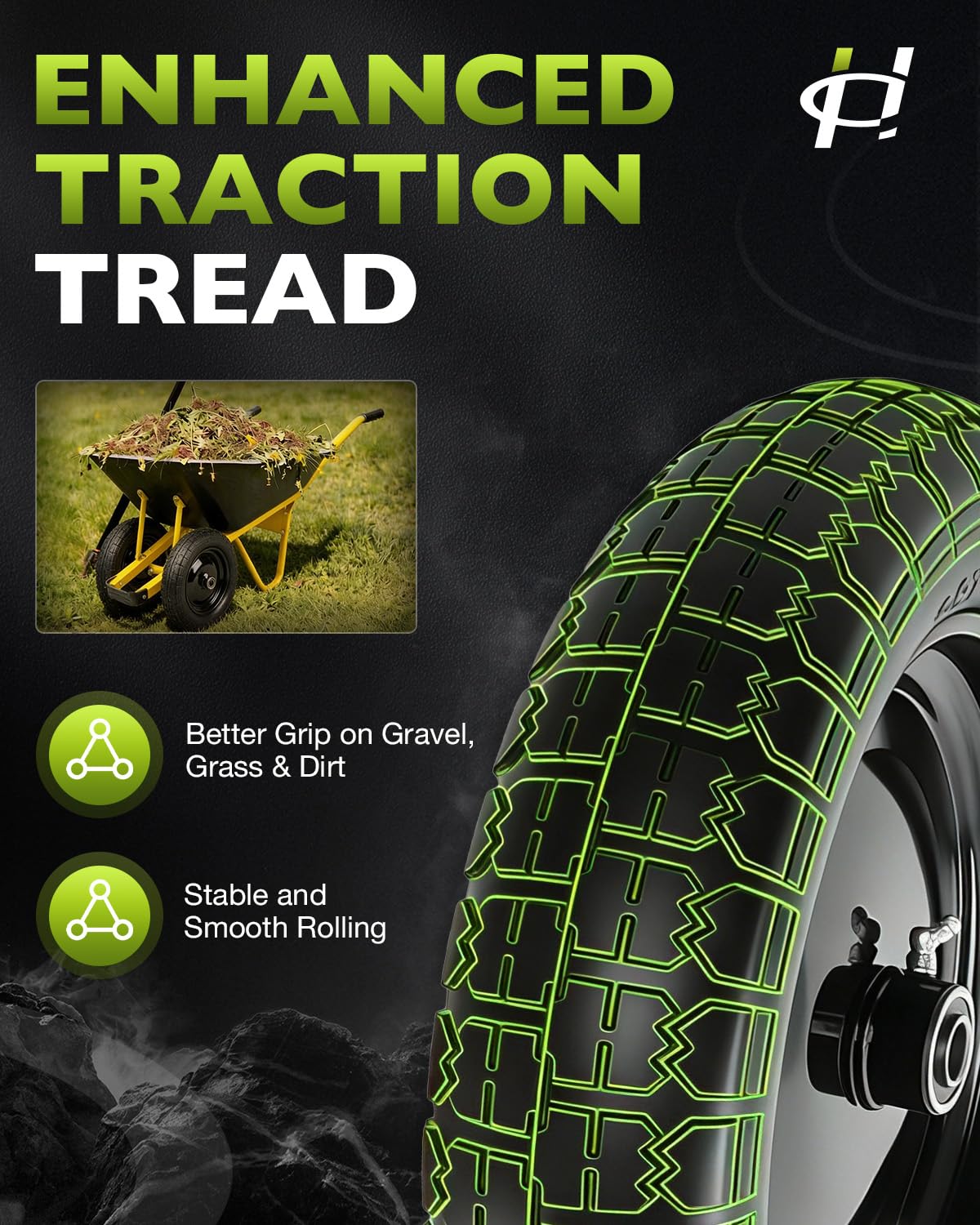 HQPASFY tire rim detail with textured tread for improved grip and durability.