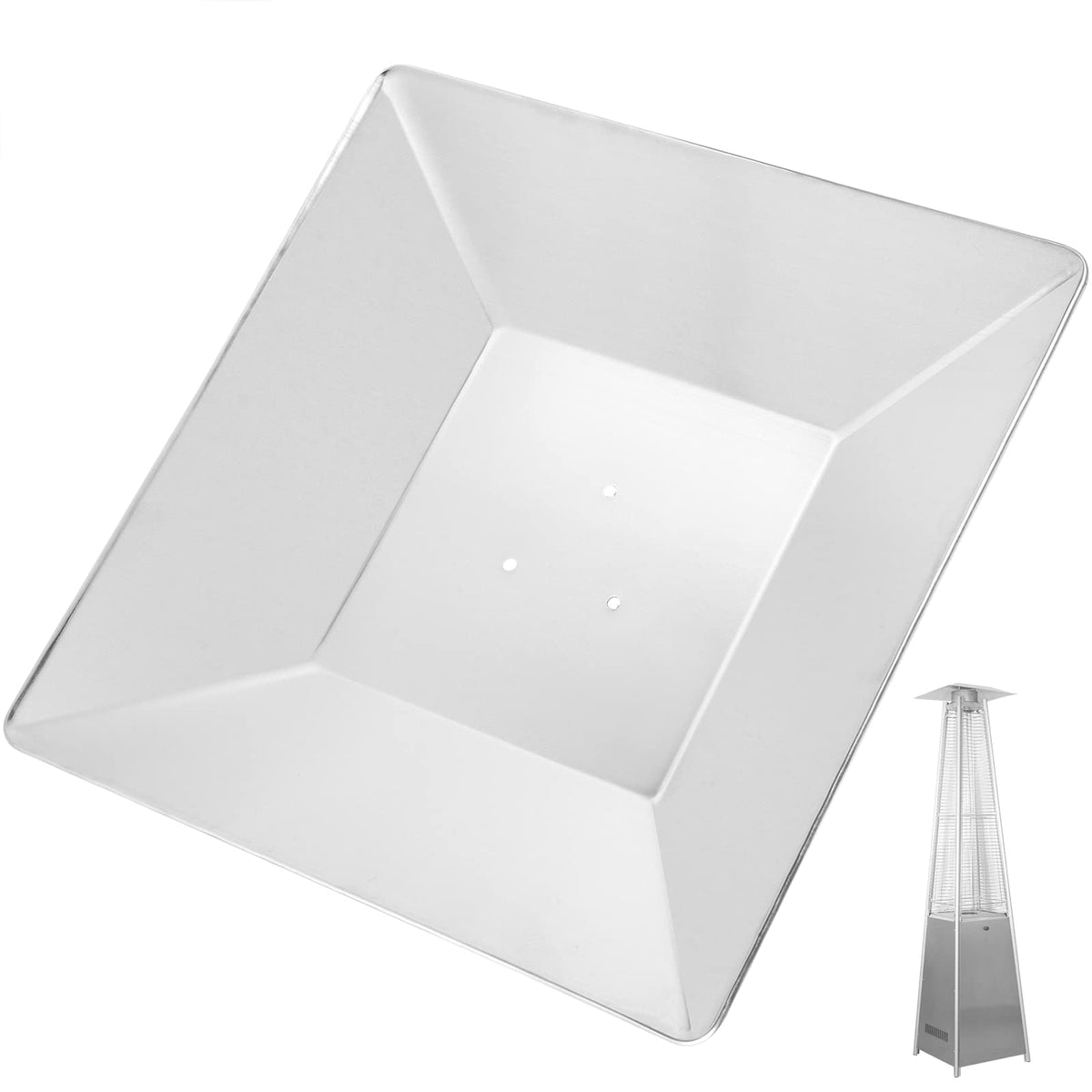 HQQ outdoor heat shield square top mounted on a patio heater for efficient radiant heat.