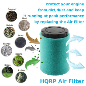 HQRP filter installed on a riding mower enables quick maintenance and replacement.