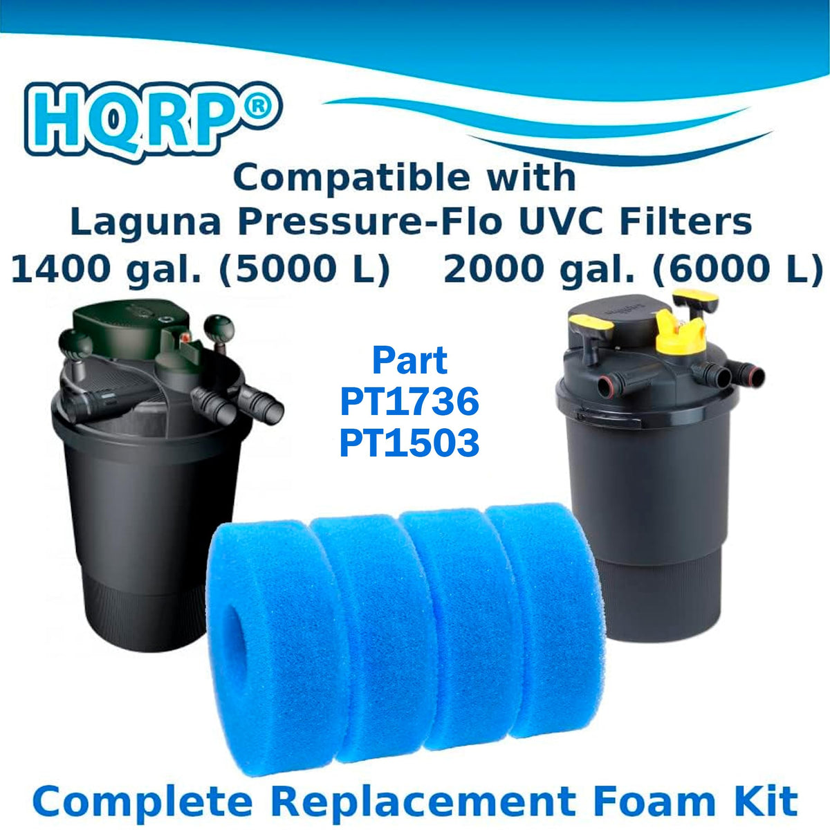 HQRP filtration media traps debris to help clarify pond water.