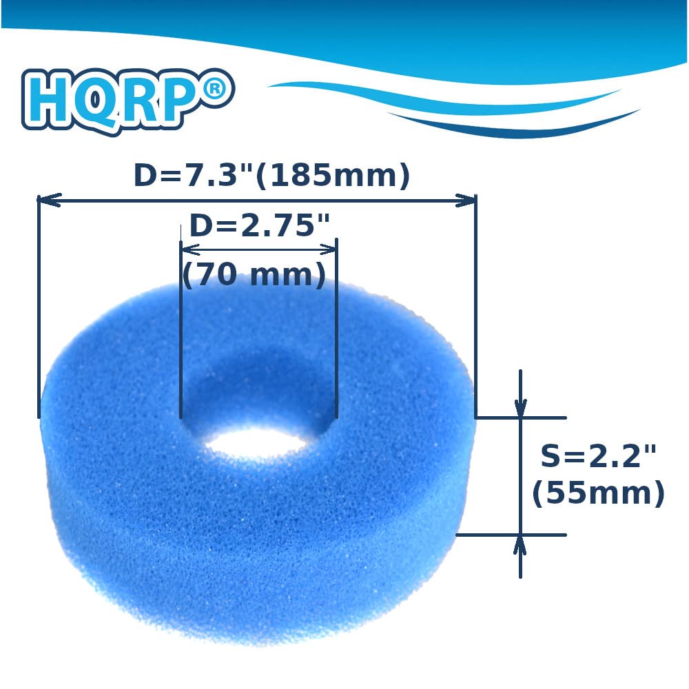 HQRP foam filter close-up reveals 7.3-inch diameter for optimal surface area.