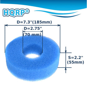 HQRP foam filter close-up reveals 7.3-inch diameter for optimal surface area.