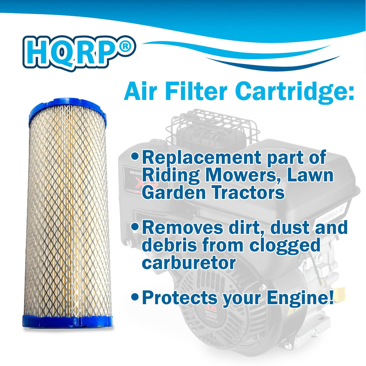 Close-up of HQRP filter installation on Briggs & Stratton engine