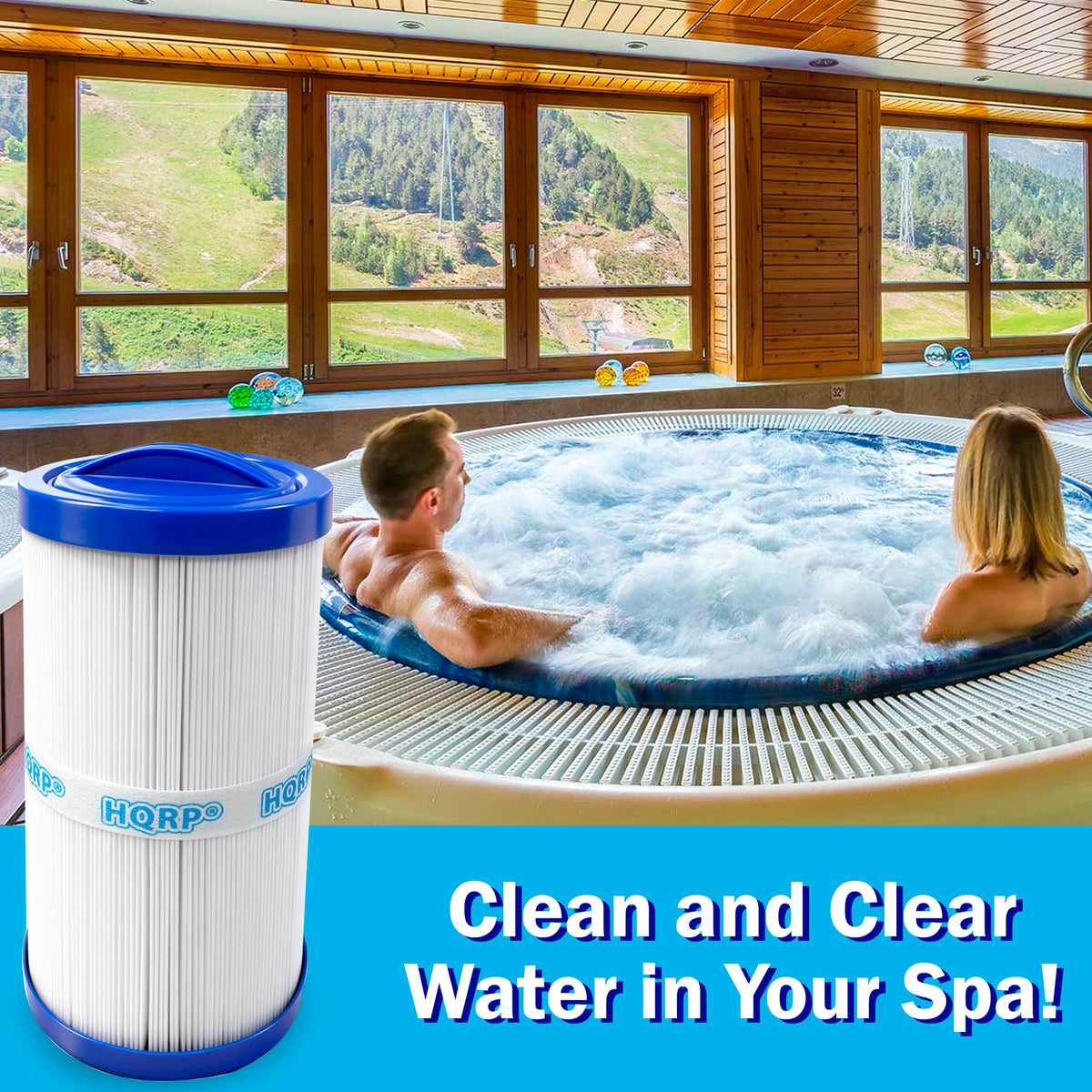 HQRP spa filter easy install with top handle and bottom SAE connection