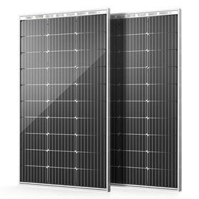 HQST 100W solar panel front view showing efficient mono cells for off-grid charging