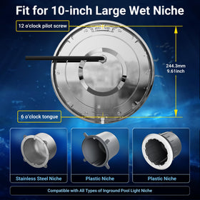HQUA 10-inch niche fit works with major brands like Pentair Hayward Jandy Jacuzzi