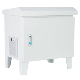 HQUA pond aerator cabinet front view showing weatherproof protection