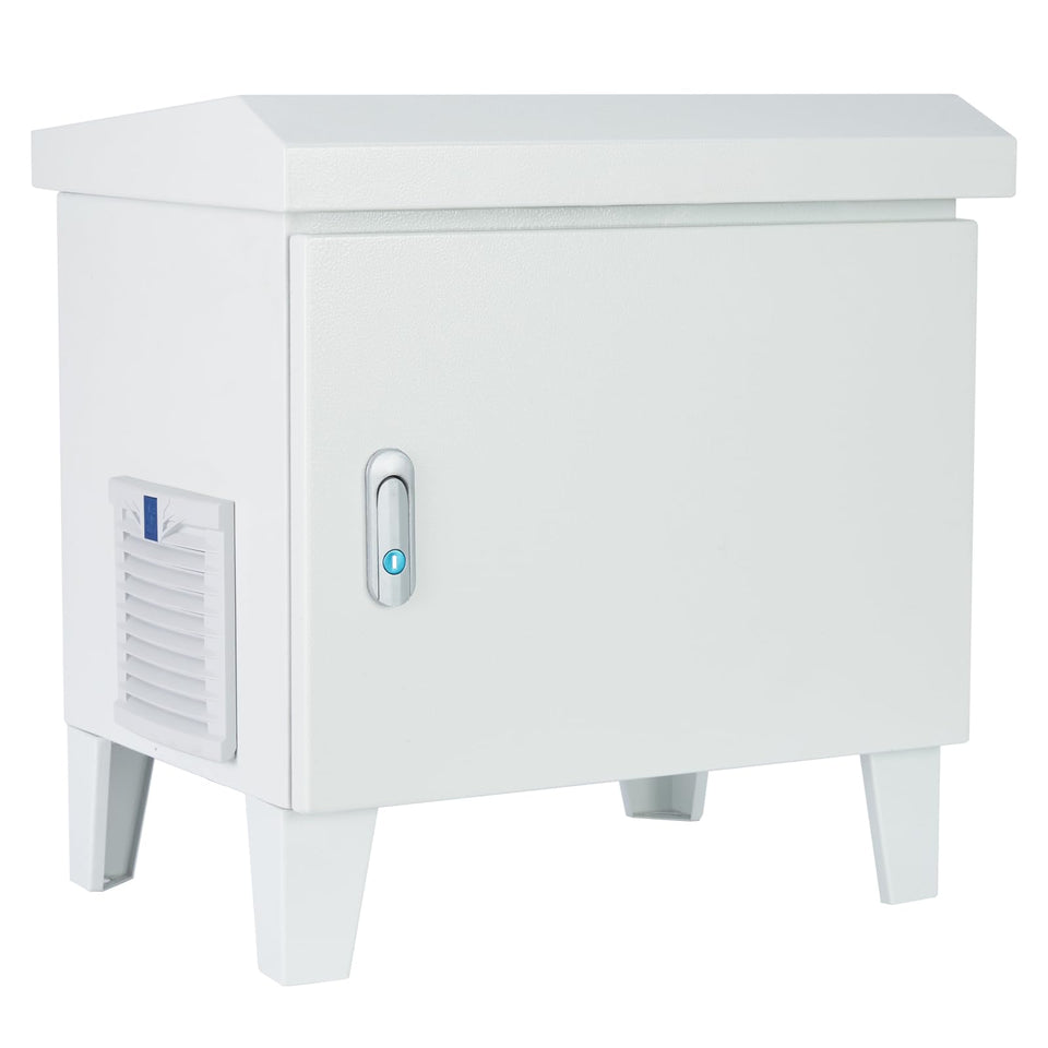 HQUA pond aerator cabinet front view showing weatherproof protection