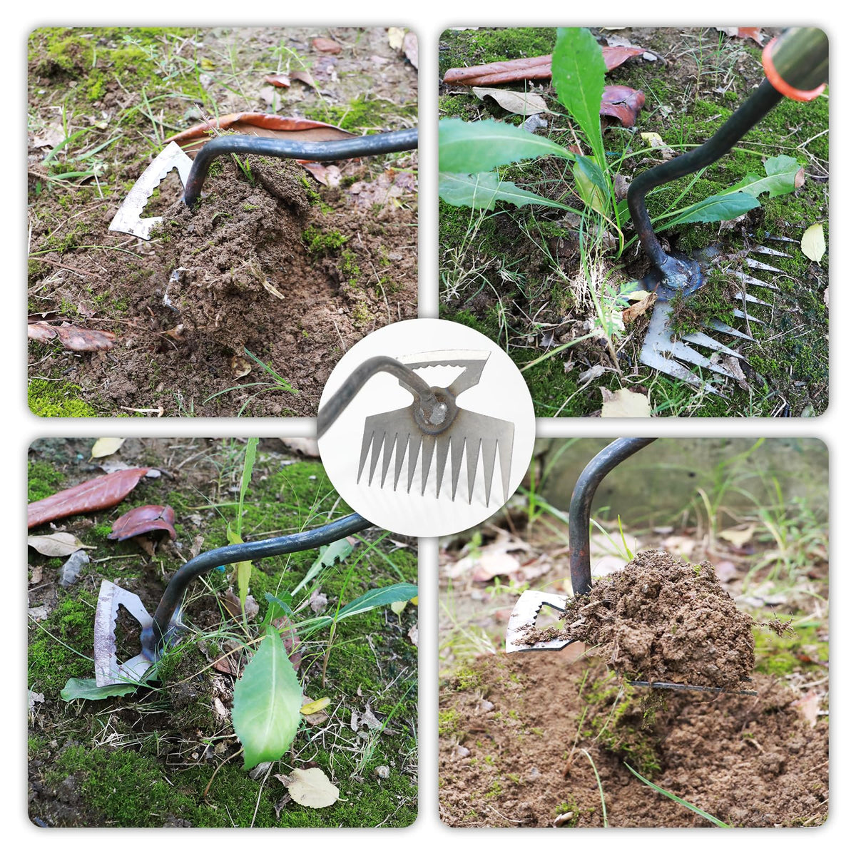 HRADHOL 11-teeth weed puller rake for efficient weed removal
