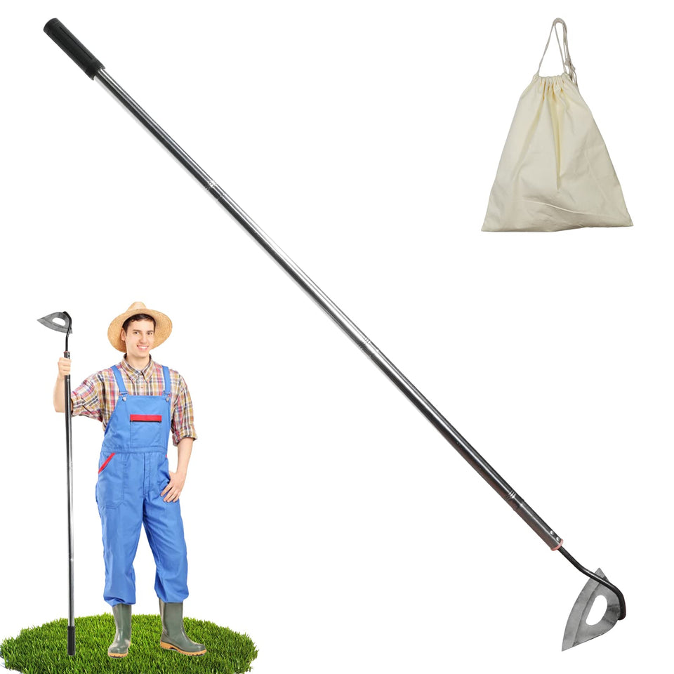 HRADHOL 55-inch adjustable handle hoe for extended reach in weeding tasks