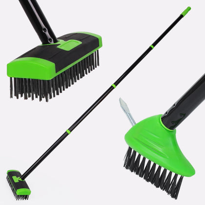 HRADHOL Crack Weeder Brush with extended handle for easy, knee-free cleaning.