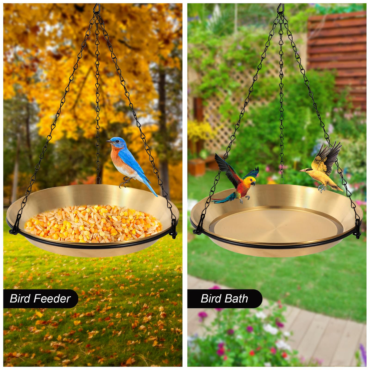 HRAYLTOP iron hanging chain 16-3inch supports the bowl securely in any garden.