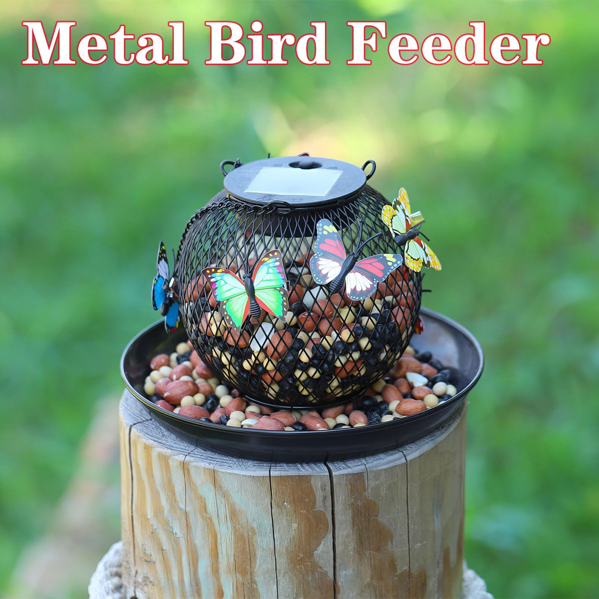 HSEONEJIA feeder with drainage holes keeps seeds dry after rain