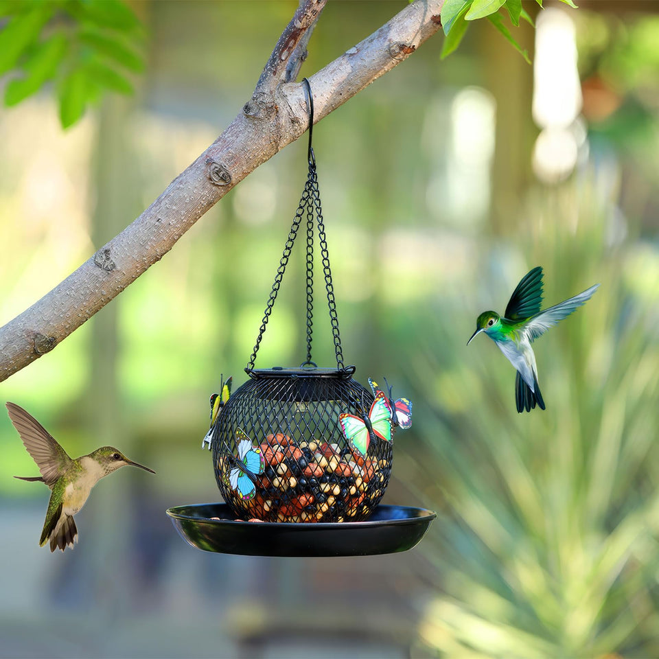 HSEONEJIA solar bird feeder glows at night for garden lighting