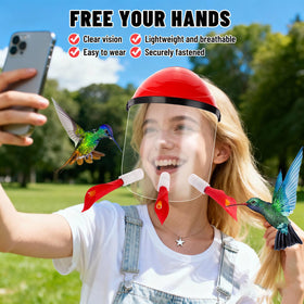 HSEONEJIA hummingbird feeder hat with three ports attracts birds