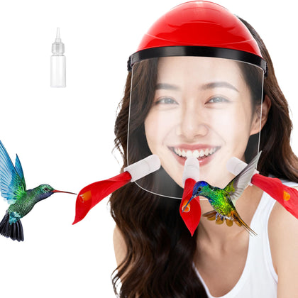 HSEONEJIA hummingbird feeder hat front view for hands-free birdwatching