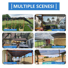 Six-wire sewn edges provide sturdy hanging for patios and pergolas.