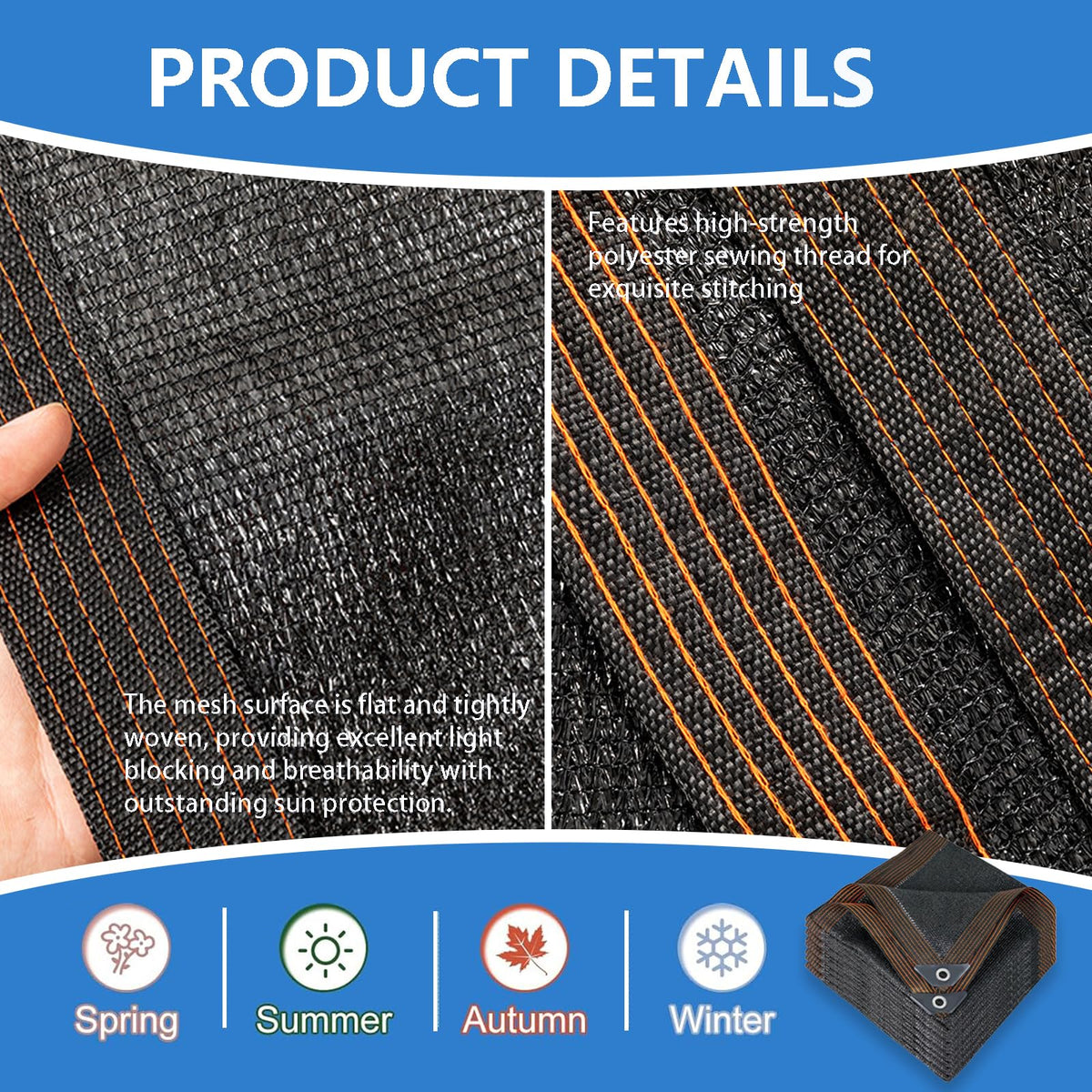 Grommets along each side enable quick, tear-resistant hanging.