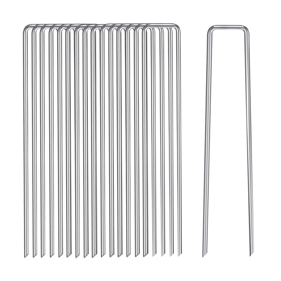 HSHDJKNC 6 inch galvanized garden stake anchors weed barrier fabric securely.
