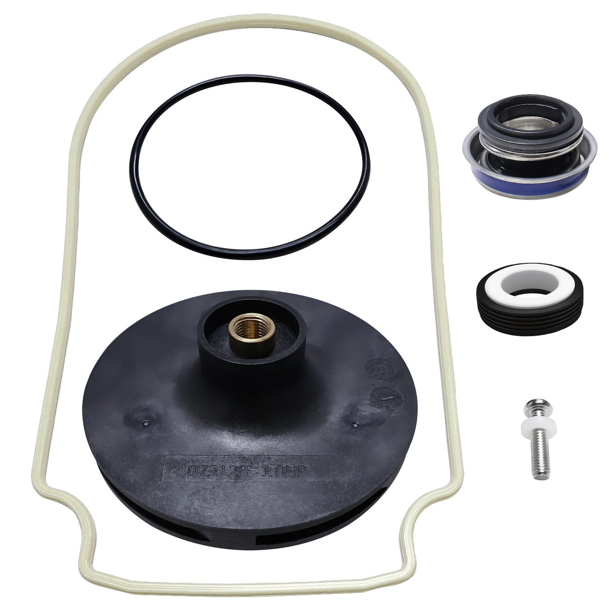 HSJAWA 073128 impeller kit close-up showing durable construction for pool pumps