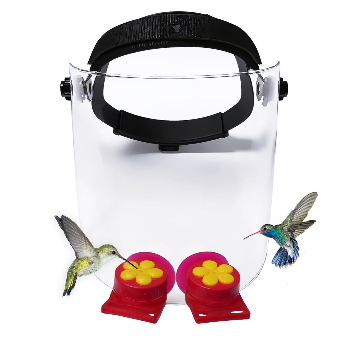 Hsmanchry hummingbird feeder helmet front view enables hands-free birdwatching