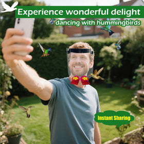 Hsmanchry hummingbird feeder helmet side view shows compact wearable design