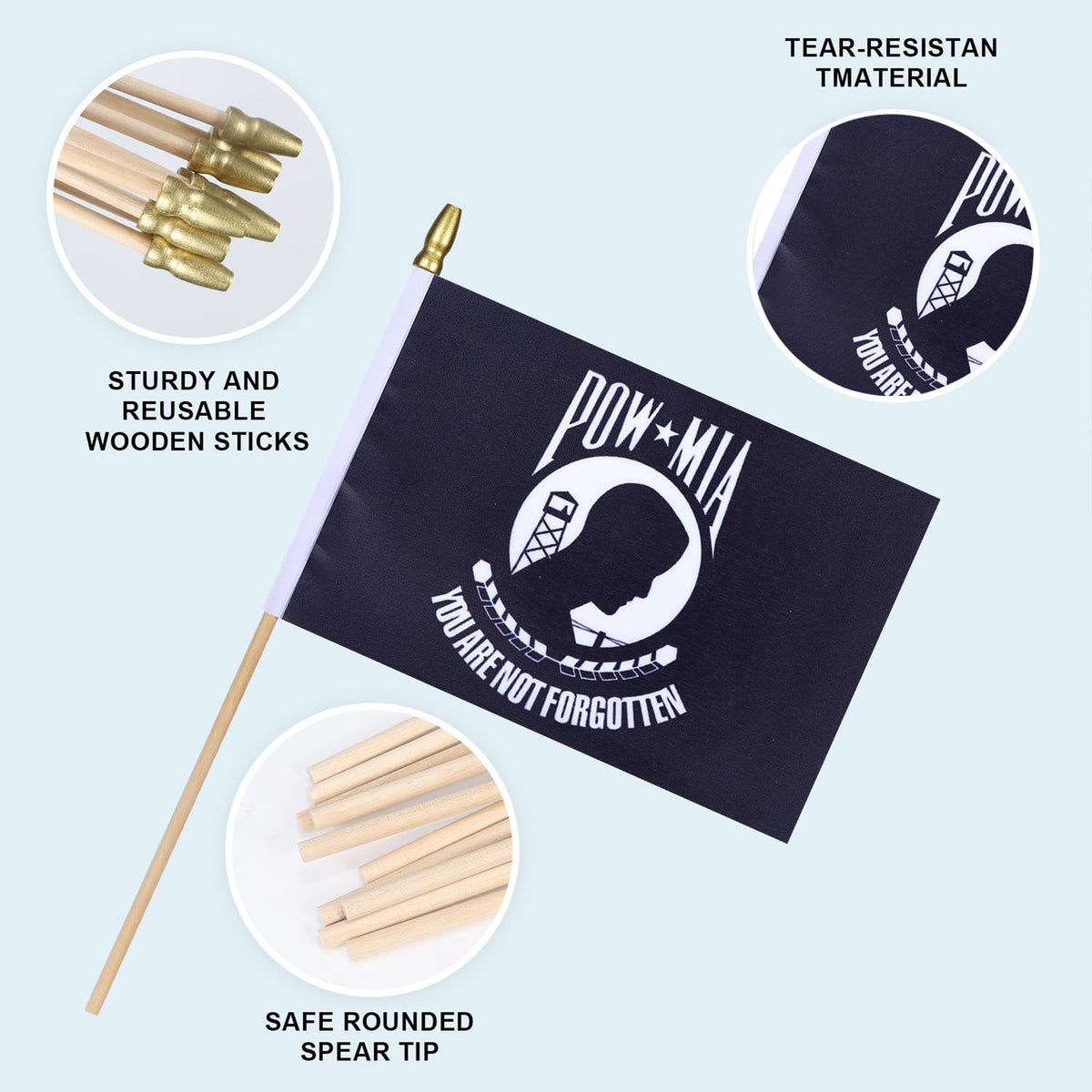 HSQCEZ handheld flag with gold tip for safe, stylish waving at events