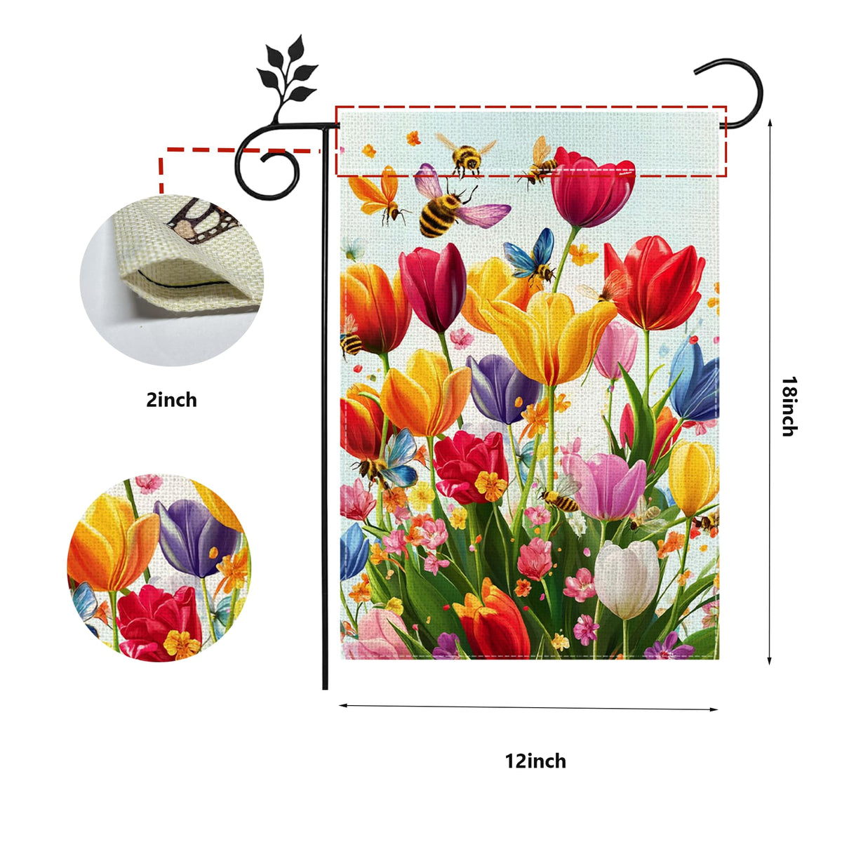 Hsrvivi bees on tulips motif adds lively charm to entryways.