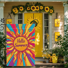 Hsrvivi Burlap garden flag showcasing colorful sunshine motif for year-round decor
