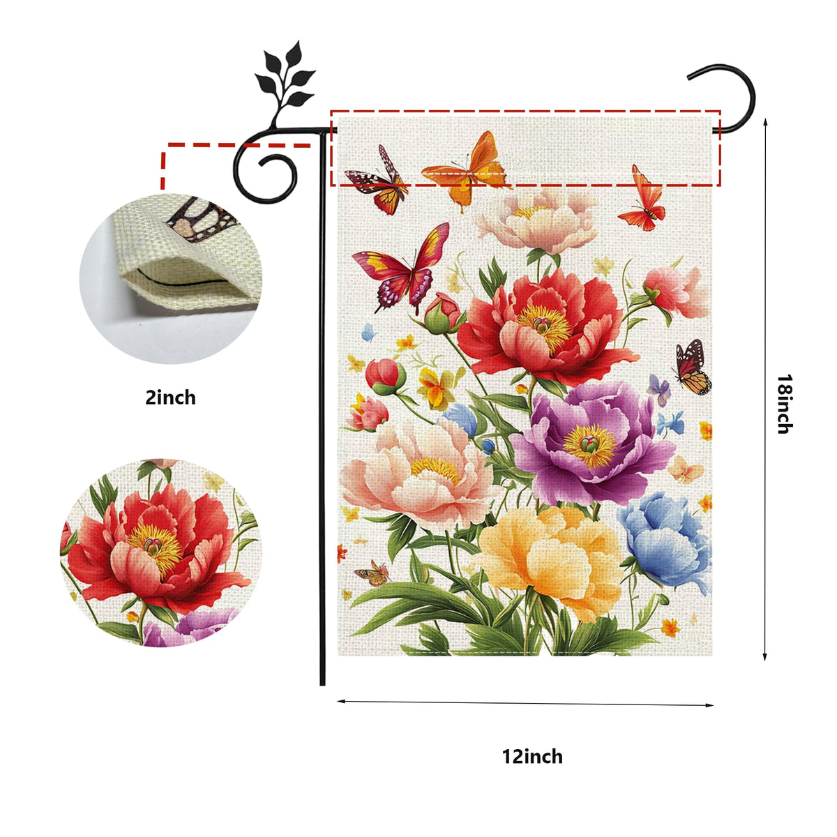 Hsrvivi butterflies and florals flag adds color and charm to porches and lawns.