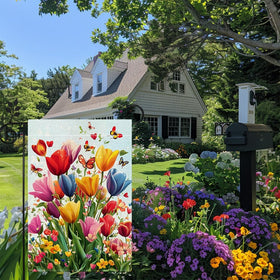 Hsrvivi colorful tulips and butterflies design adds curb appeal.