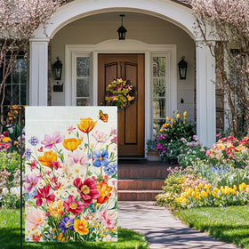 Hsrvivi Colorful wildflowers welcome flag adds curb appeal