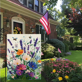 Hsrvivi double-sided garden flag with flowers and bees for vibrant display